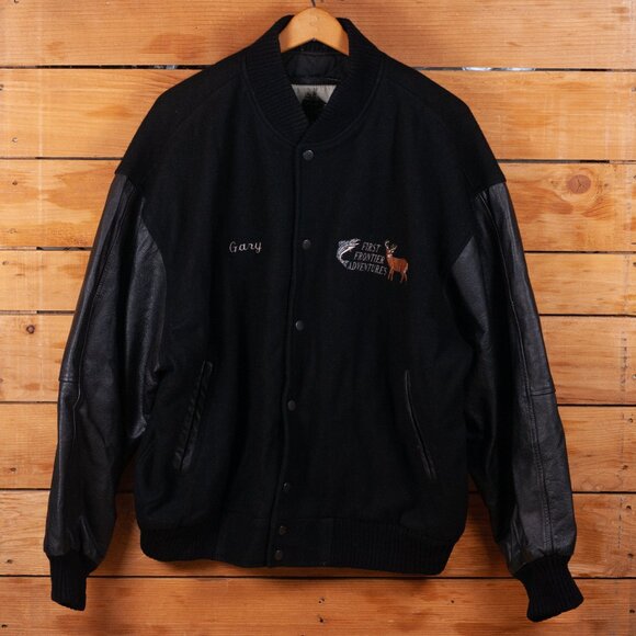 Vintage Wool & Leather Insulated Leatherman Jacket with Custom Embroidery - XL - Picture 1 of 9